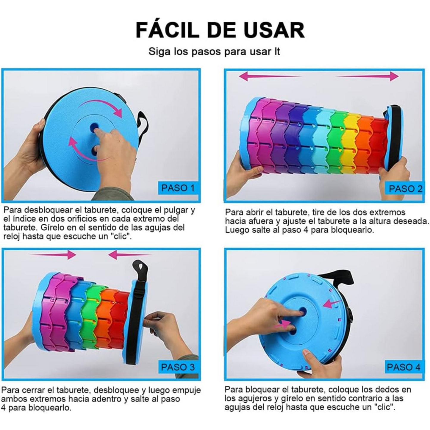 Silla Taburete Retráctil Portátil